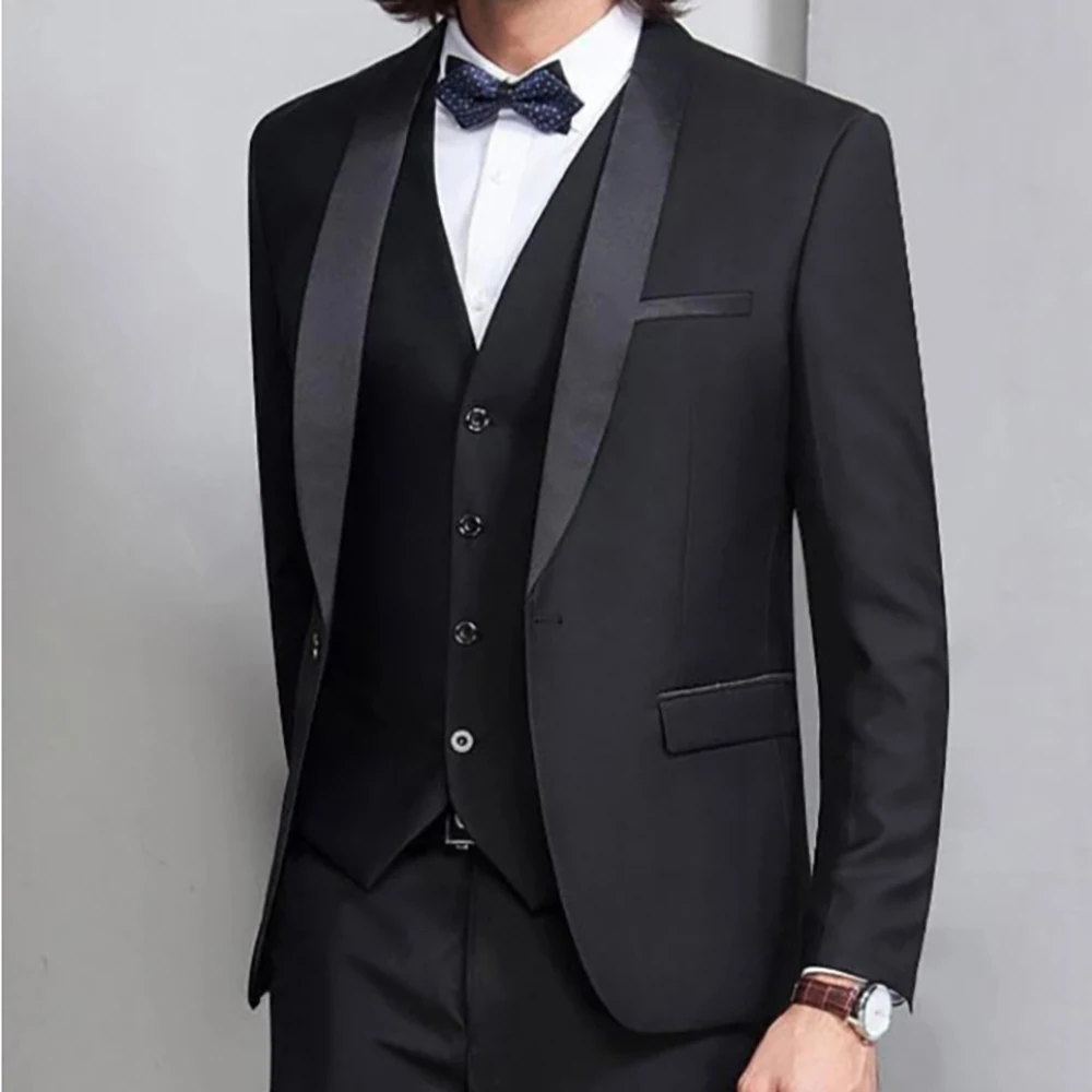 Men Formal Wear For Dinner - Black Fashion Peaked Collar Shawl Lapel