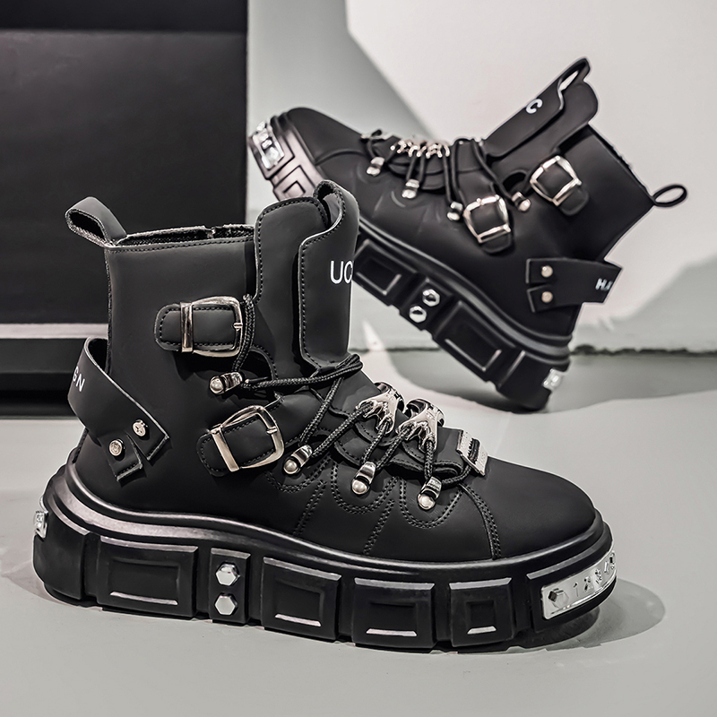 Men'S Gothic Formal Wear - Fashion Rivet Black High top Sneakers