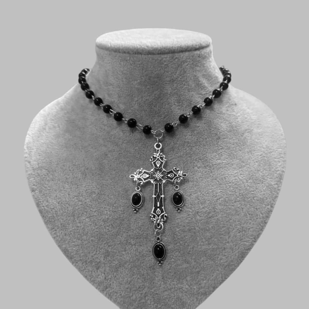 Men'S Gothic Formal Wear - Gothic Punk Black Crystal Cross Pendant