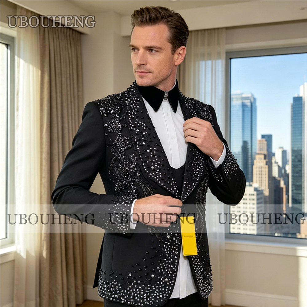 Men Formal Wear Red - Luxury 3 Piece Men Suit Black
