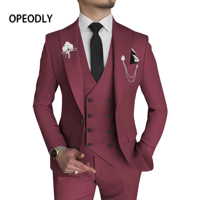 Men Formal Wear For Dinner - OPEODLY Men 3 Piece Suit Slim