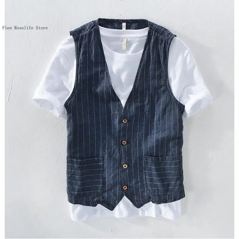 British Casual Linen Vest for  - Men Formal Wear In Summer recensione e prezzo