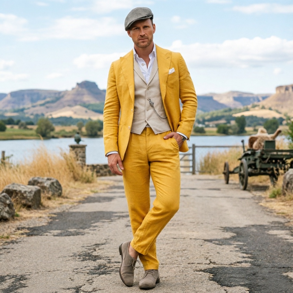 Sage Green Linen Men 3 Piece S - Men Formal Wear In Summer recensione e prezzo