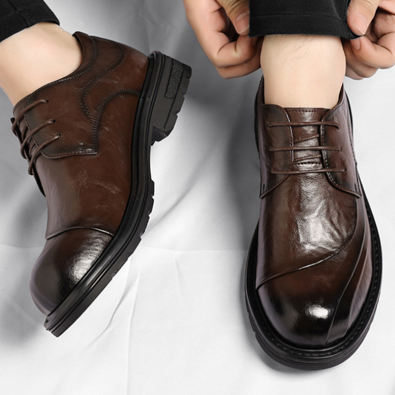 Brown Burnished Genuine Leathe - Men Formal Wear Fashion recensione e prezzo