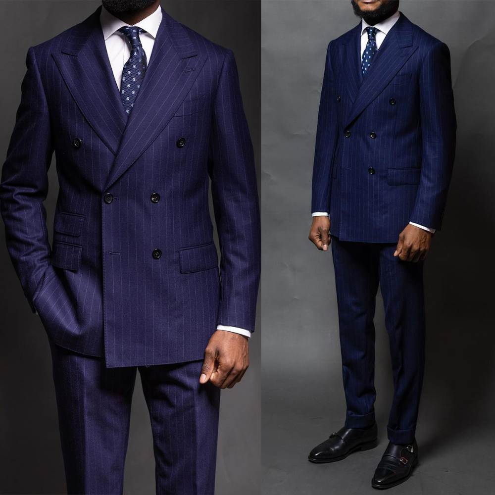 Navy Blue Pinstripe Men Suits  - Men Formal Wear Fashion recensione e prezzo
