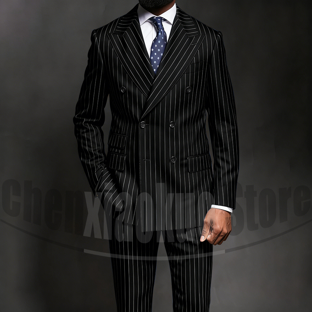 Navy Blue Pinstripe Men Suits  - Men Formal Wear Fashion recensione e prezzo