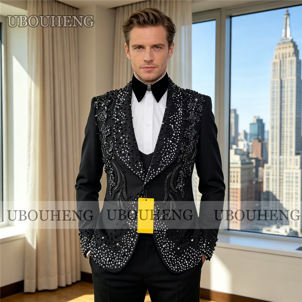 Luxury 3 Piece Men Suit Black  - Men Formal Wear Red recensione e prezzo