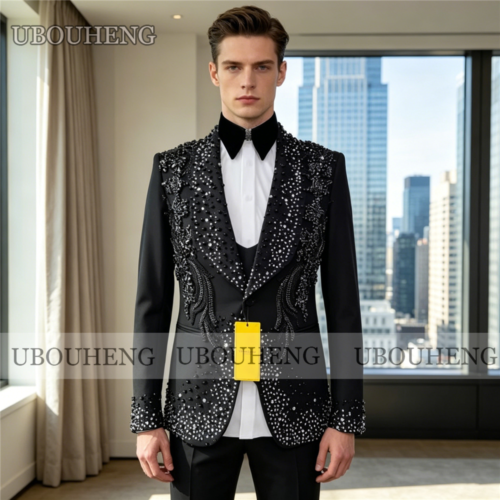 Luxury 3 Piece Men Suit Black  - Men Formal Wear Red recensione e prezzo