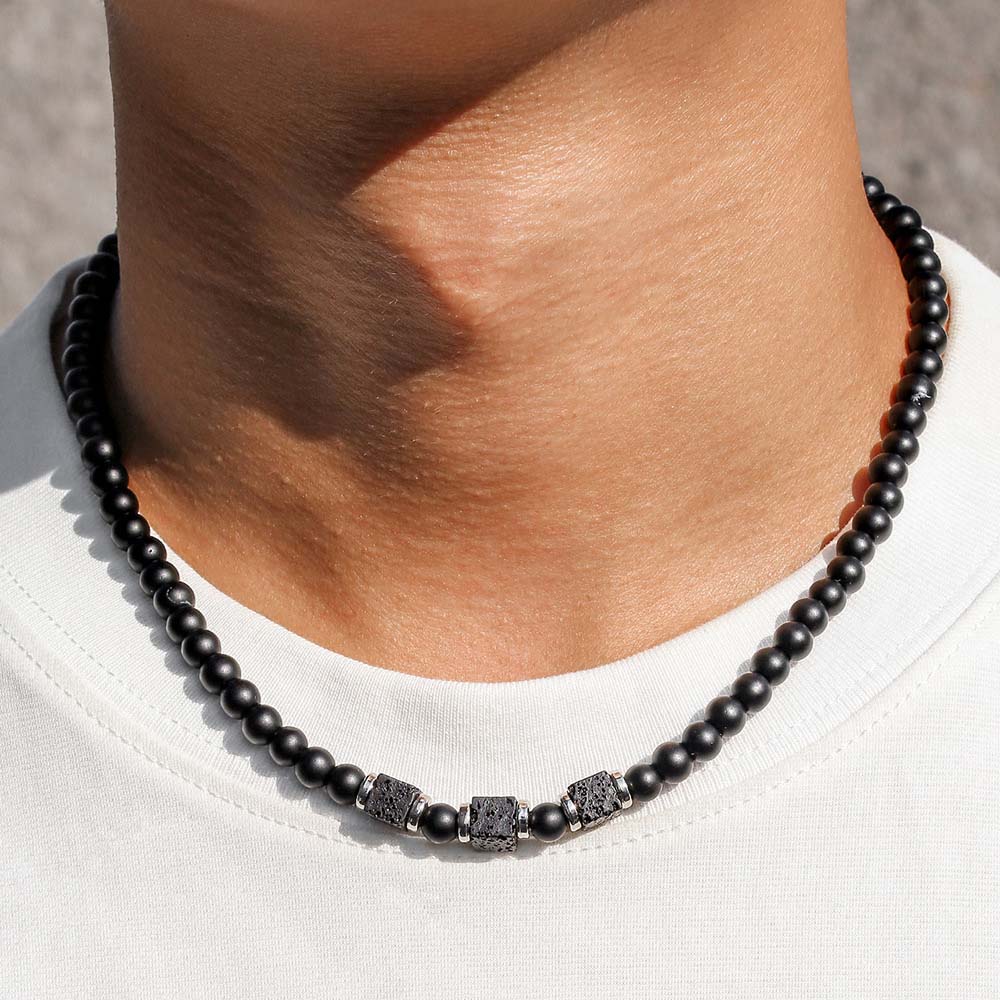 Black Onyx Beaded Choker Neckl - Men'S Gothic Formal Wear recensione e prezzo