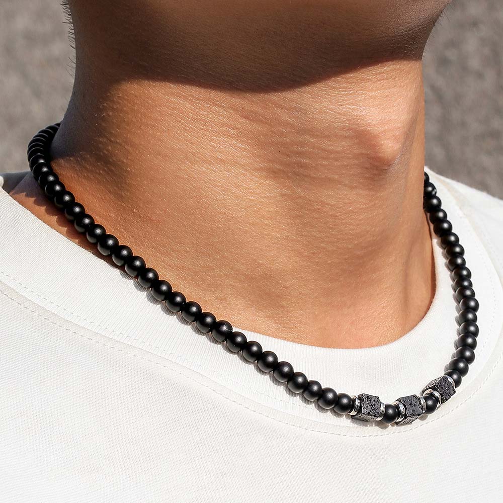 Black Onyx Beaded Choker Neckl - Men'S Gothic Formal Wear recensione e prezzo