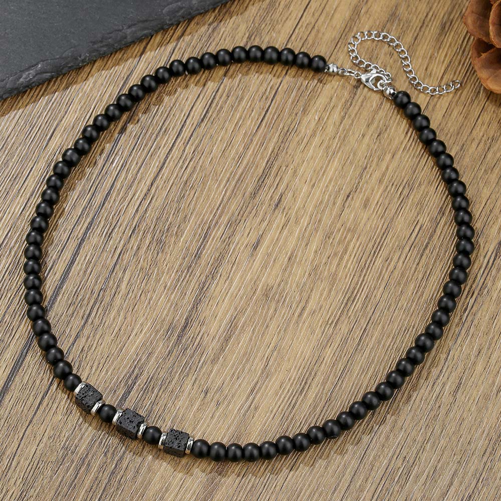 Black Onyx Beaded Choker Neckl - Men'S Gothic Formal Wear recensione e prezzo