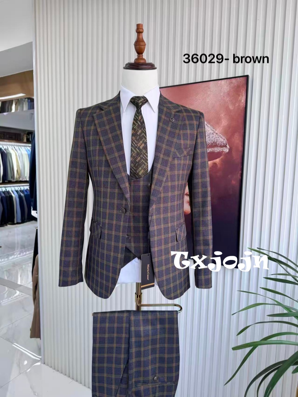 Plaid Men's Handsome Suit Set  - Men Formal Wear Sale recensione e prezzo