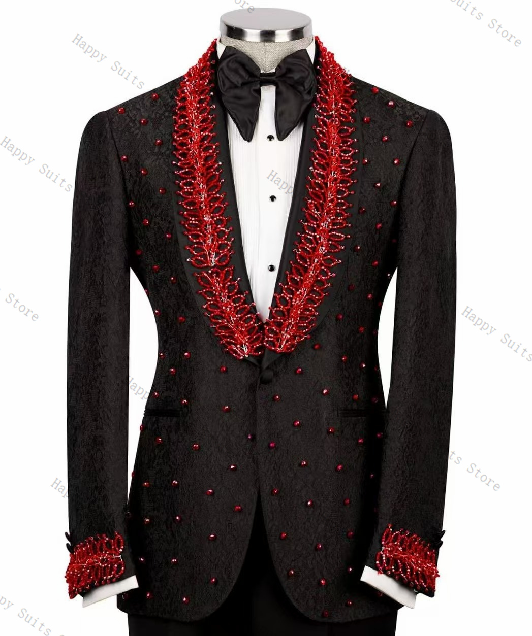 Red Crystals Men Suit Set 2 Pc - Men Formal Wear Red recensione e prezzo