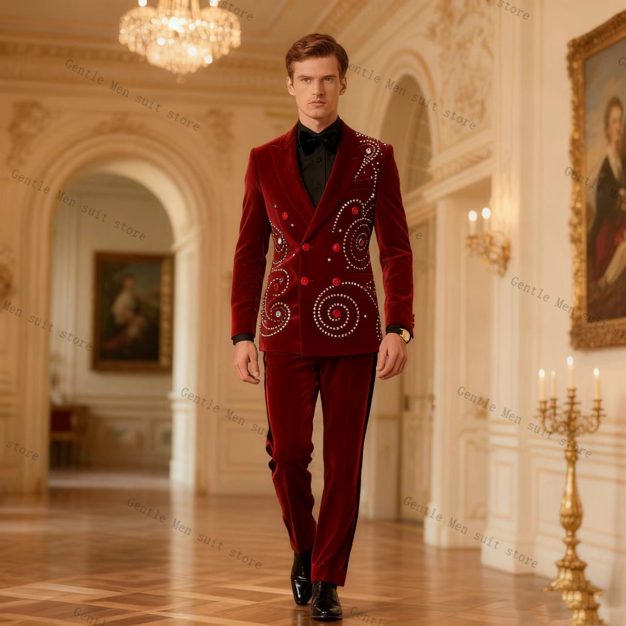 Velvet Crystal Red Men Suit Se - Men Formal Wear Red recensione e prezzo