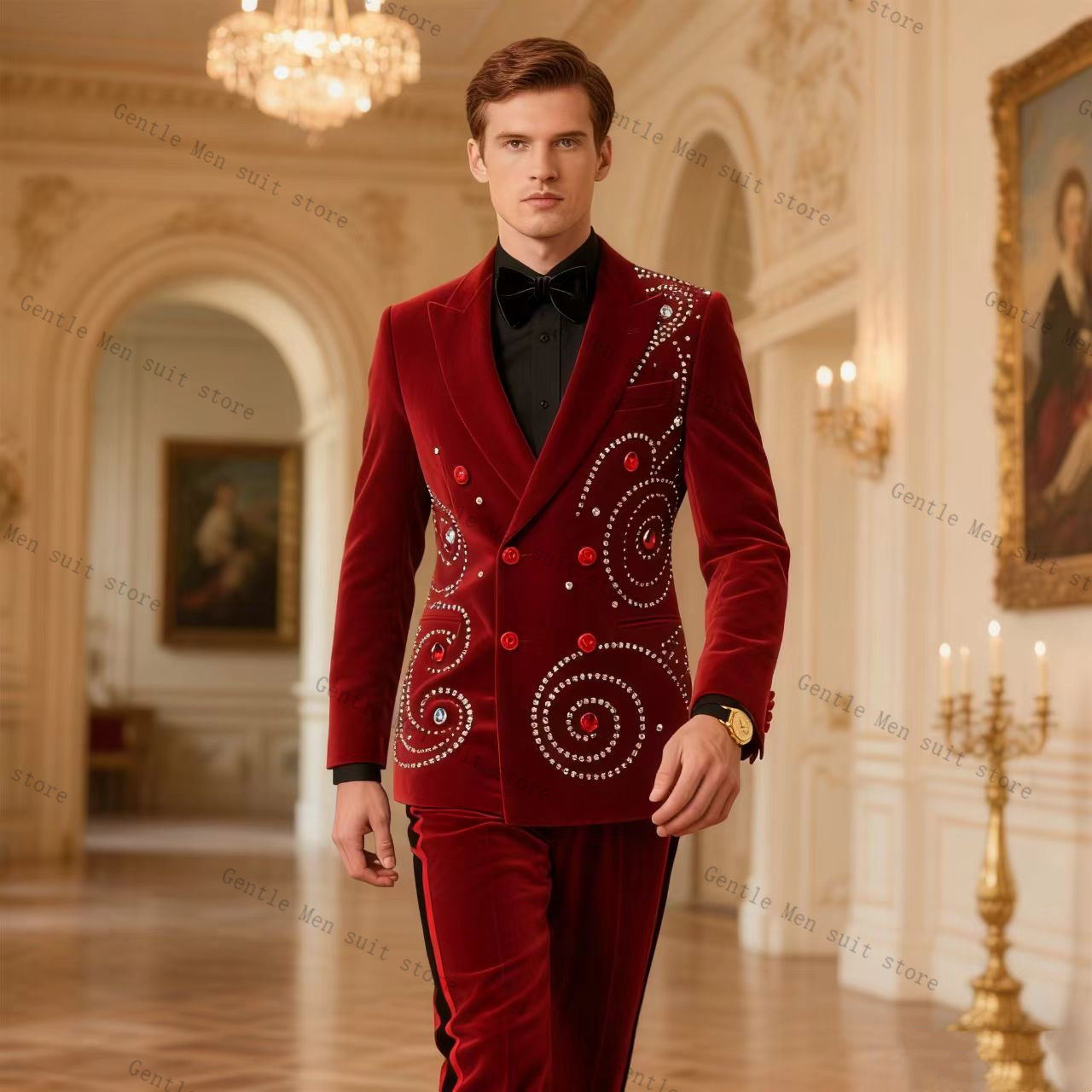 Velvet Crystal Red Men Suit Se - Men Formal Wear Red recensione e prezzo