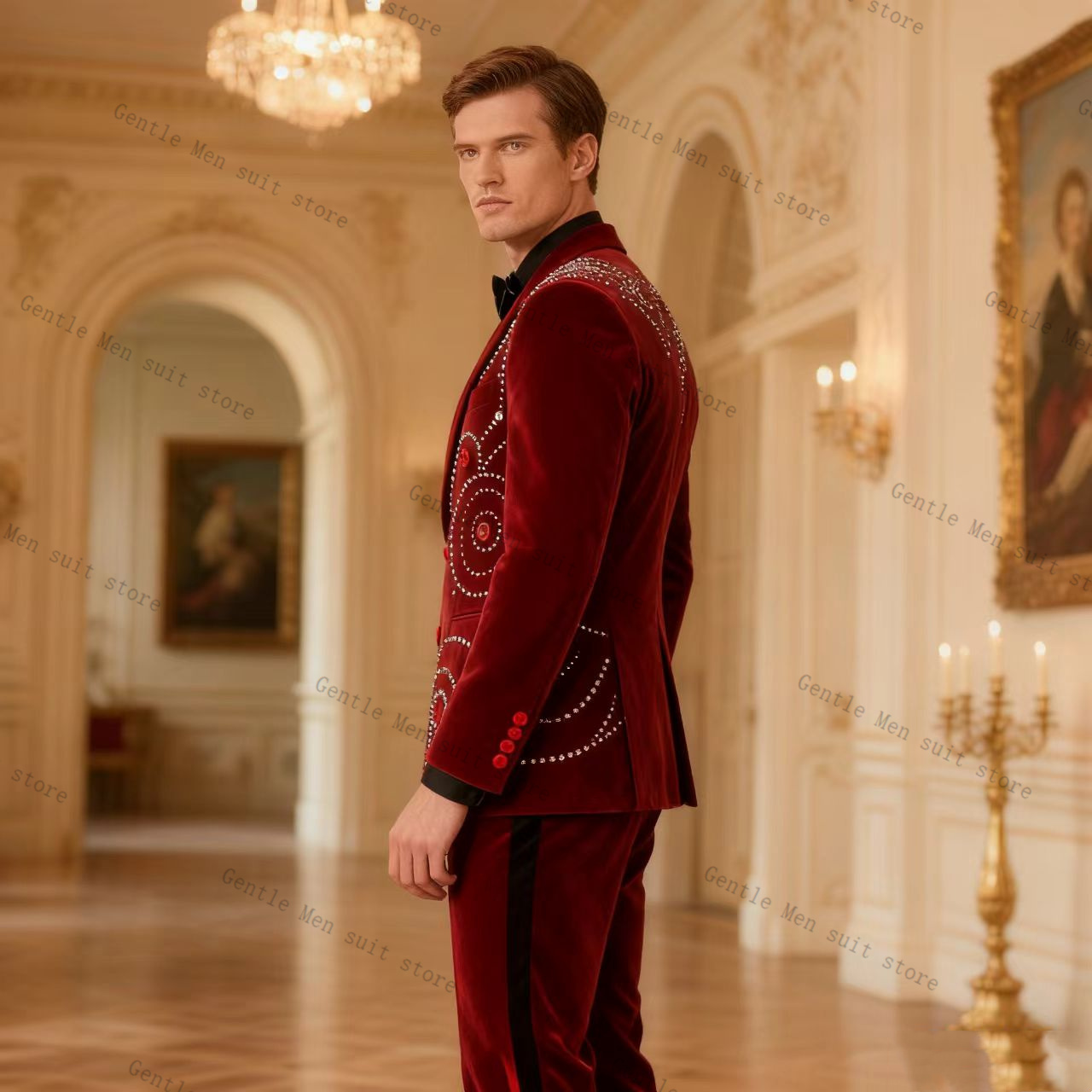 Velvet Crystal Red Men Suit Se - Men Formal Wear Red recensione e prezzo