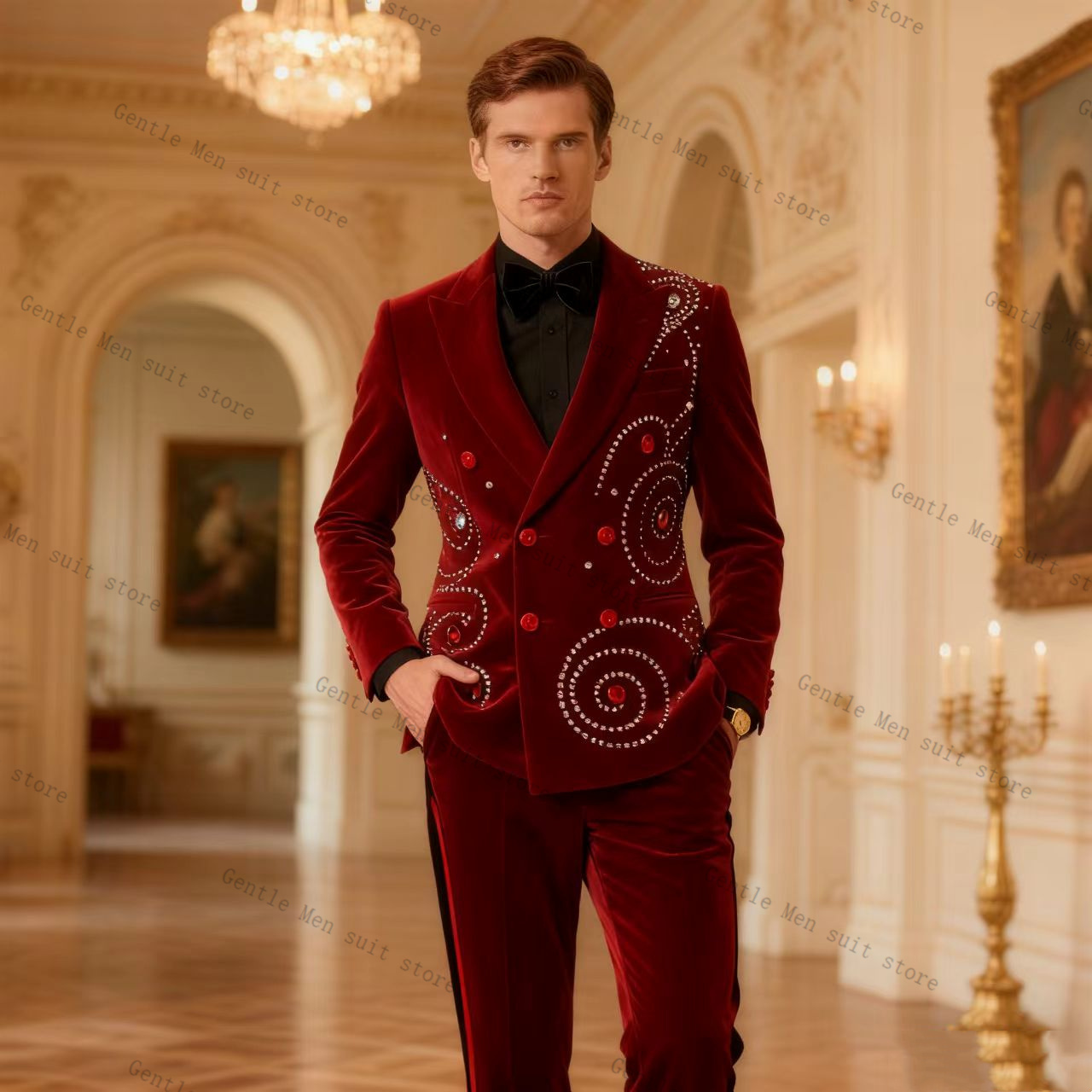 Velvet Crystal Red Men Suit Se - Men Formal Wear Red recensione e prezzo